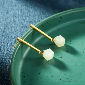 Natural Jade Earrings Nephrite Silver Earrings ZNE391