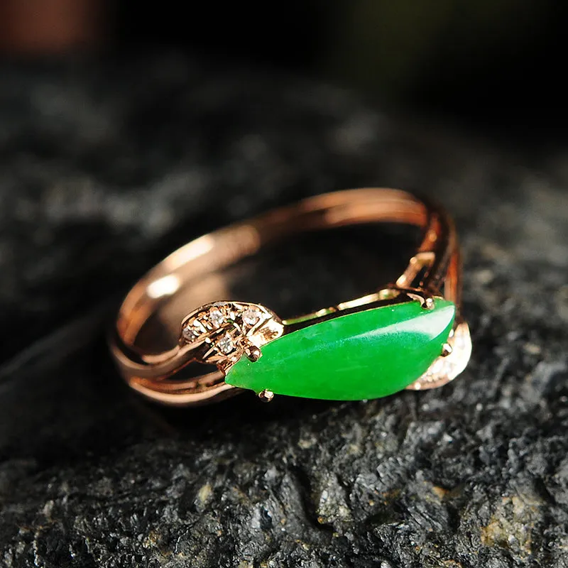 Natural Jade Ring Jadeite Gold Ring RG91