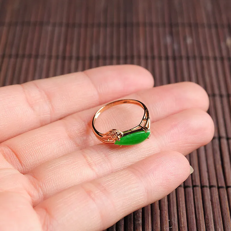 Natural Jade Ring Jadeite Gold Ring RG91