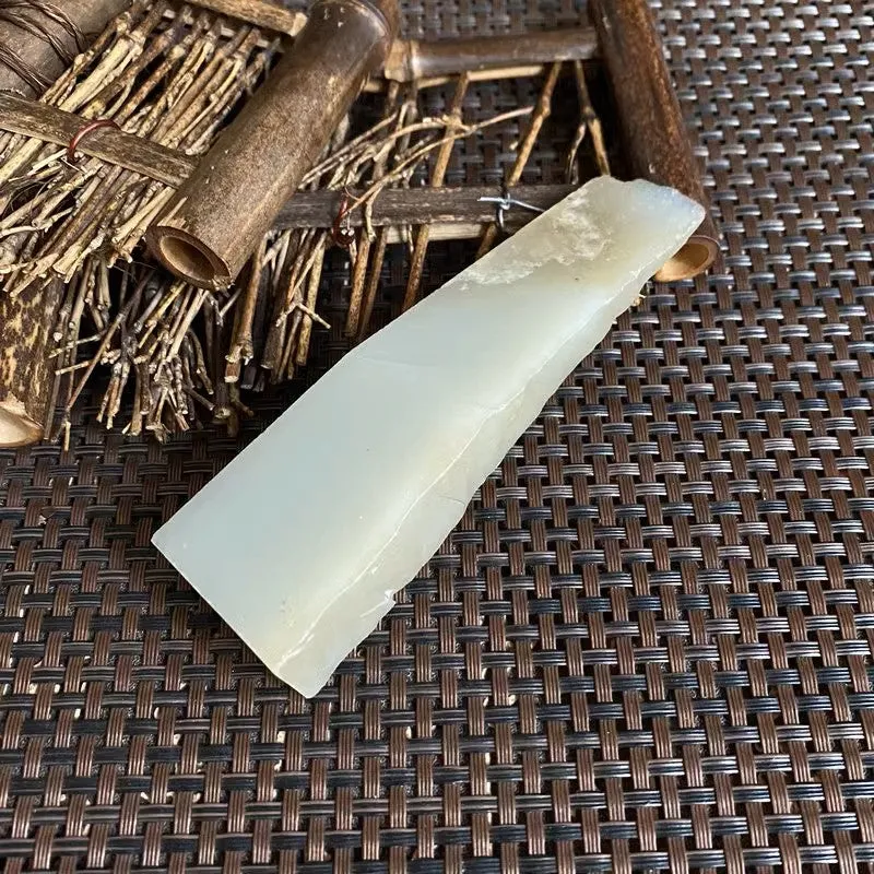 Natural Kunlun Jade Rough Nephrite Raw (111g,10.7X3X1.7cm)