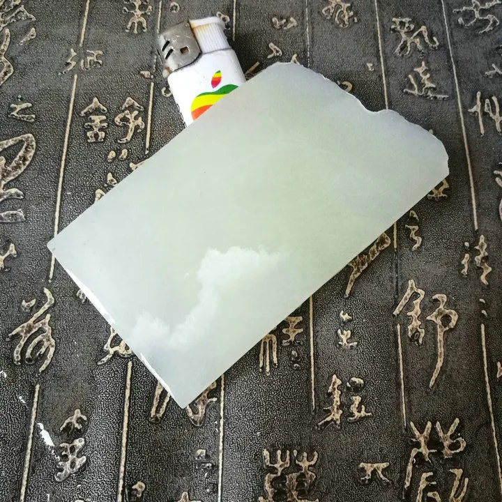 Natural Kunlun Jade Rough Nephrite Raw (136g, 10X6X0.8cm)