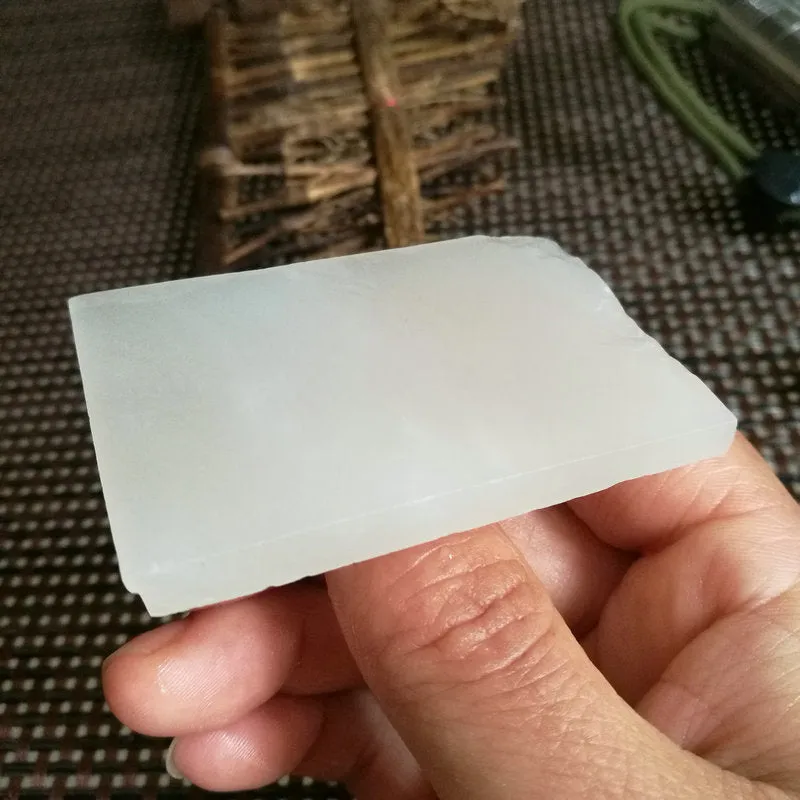 Natural Kunlun Jade Rough Nephrite Raw (45g, 6X4X0.6cm)