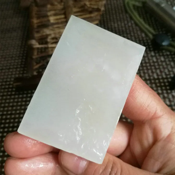Natural Kunlun Jade Rough Nephrite Raw (45g, 6X4X0.6cm)