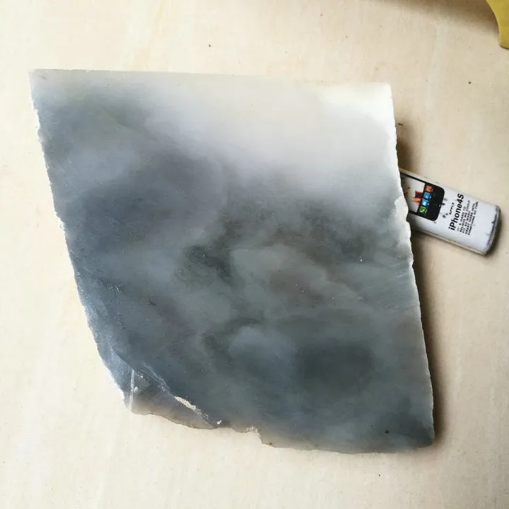 Natural Kunlun Jade Rough Nephrite Raw (795g, 14X13X1.6cm)