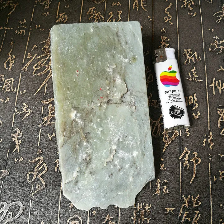 Natural Kunlun Jade Rough Nephrite Raw (876g, 14X8X3.5cm)