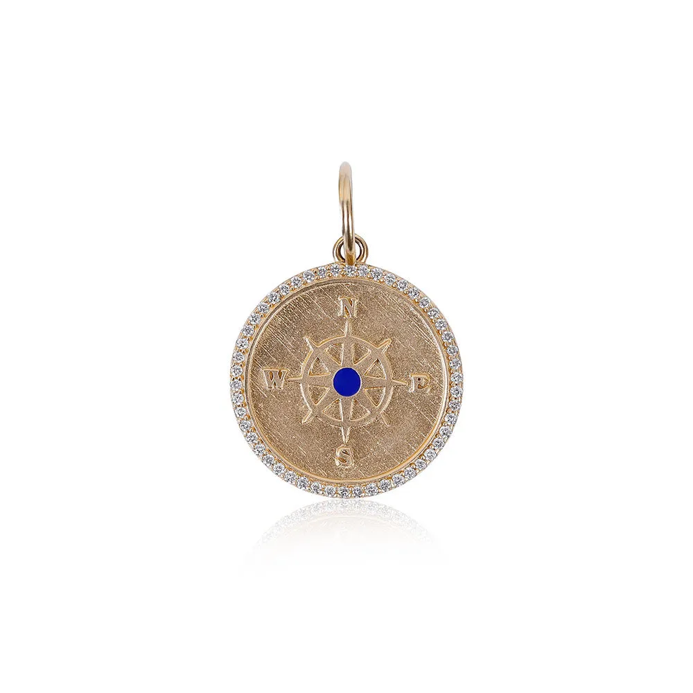 NAUTICAL DIAMOND AND LAPIS LAZULI COMPASS CHARM