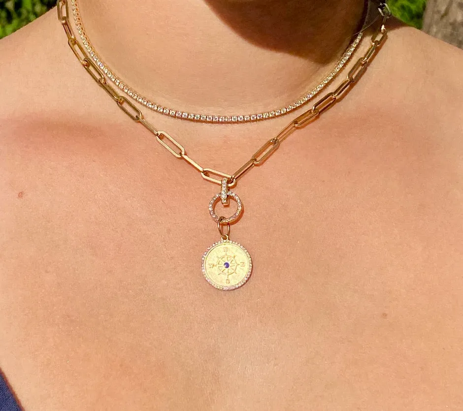 NAUTICAL DIAMOND AND LAPIS LAZULI COMPASS CHARM