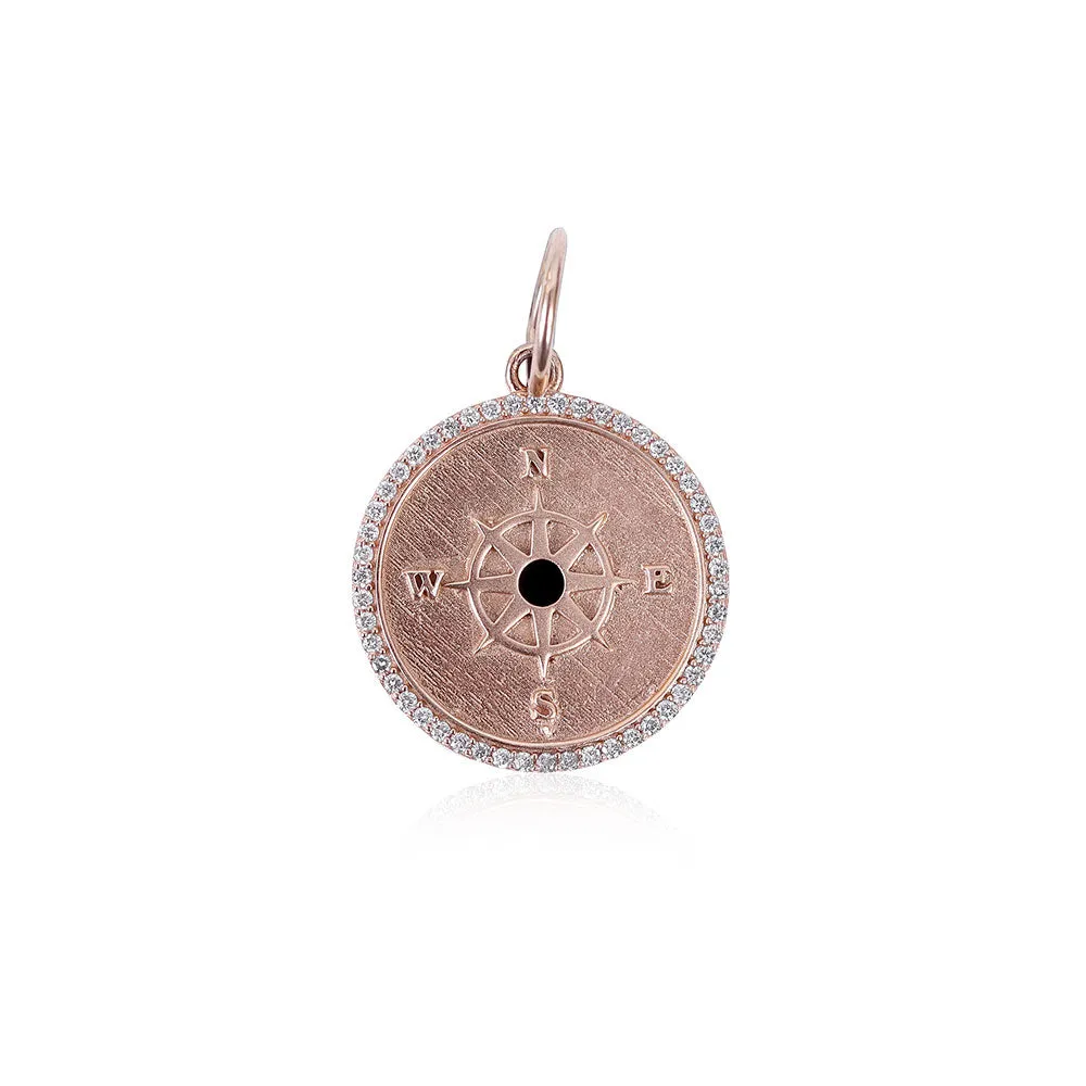 NAUTICAL DIAMOND AND LAPIS LAZULI COMPASS CHARM