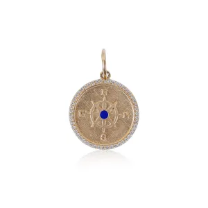 NAUTICAL DIAMOND AND LAPIS LAZULI COMPASS CHARM