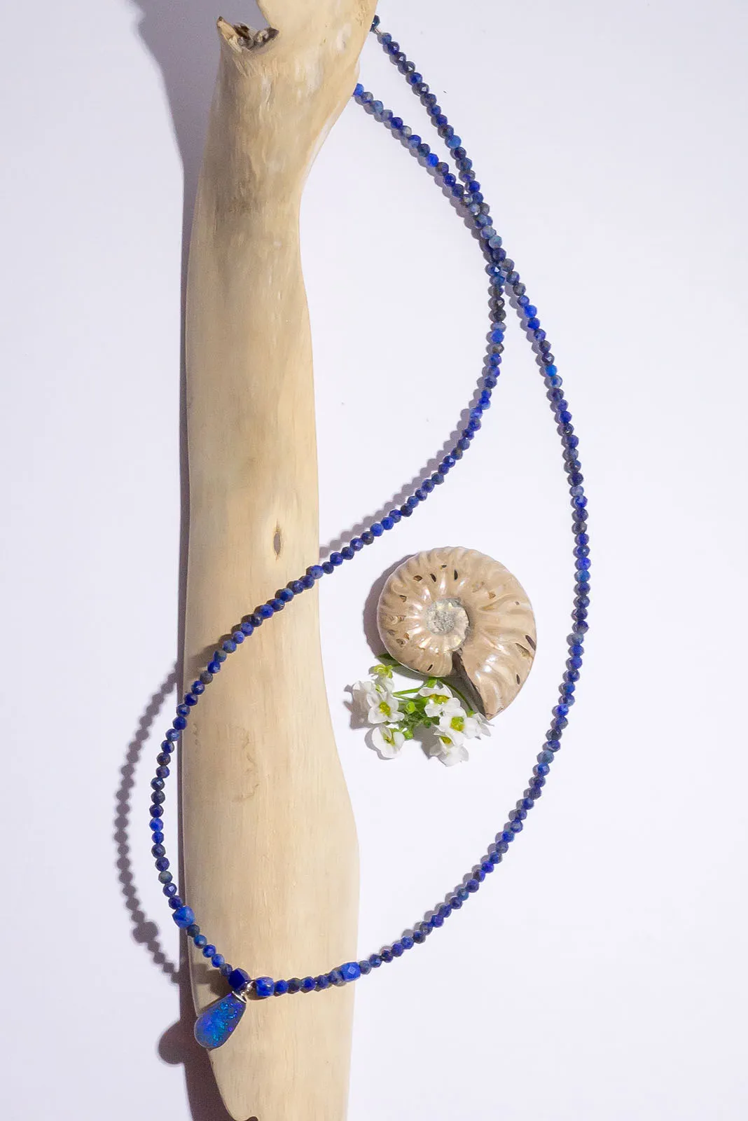Necklace Australian Opal Dene on Lapis