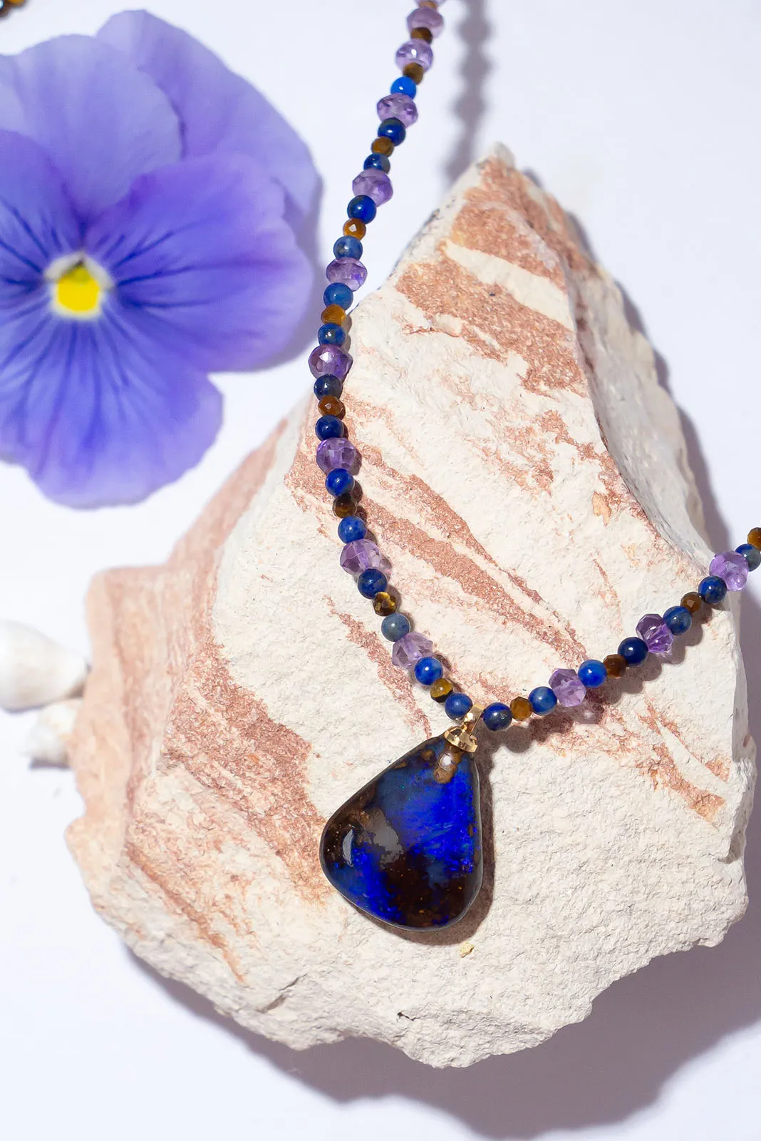 Necklace Gemstone Midnight Earth Opal