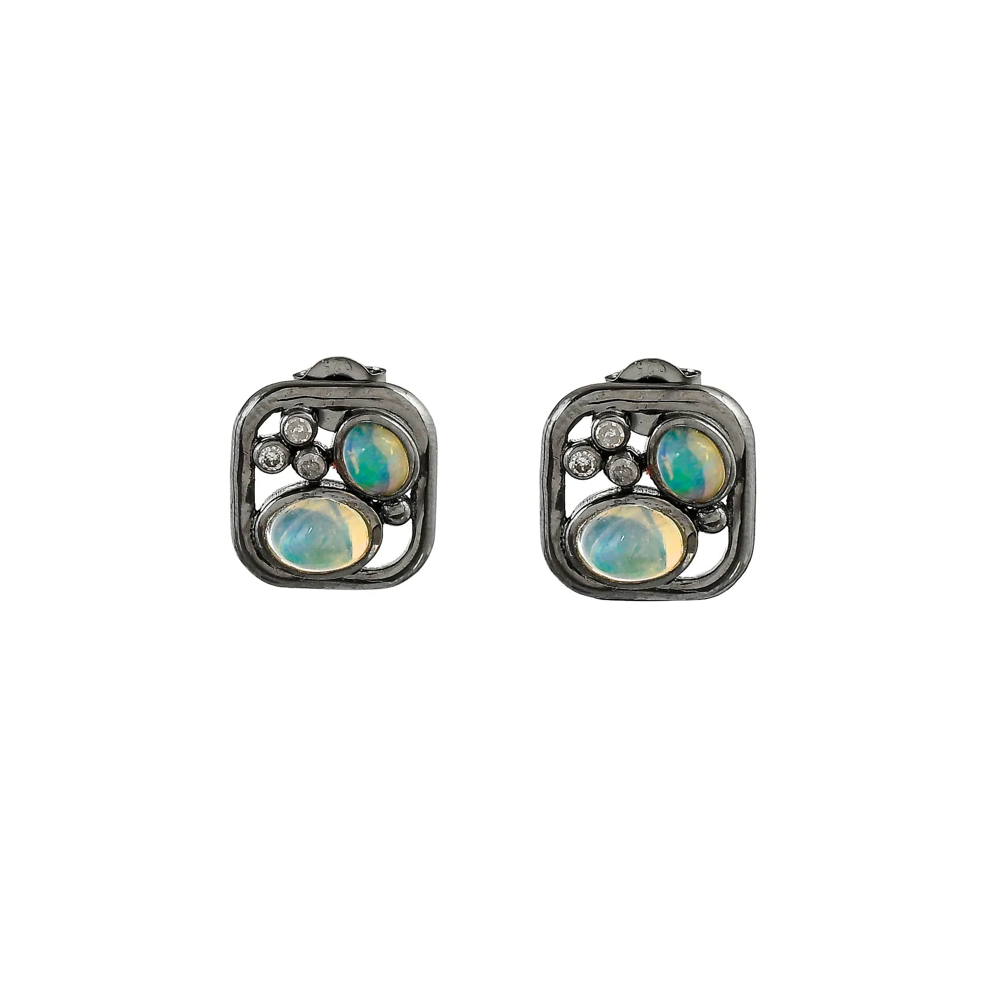 Opal Diamond Stud Earrings