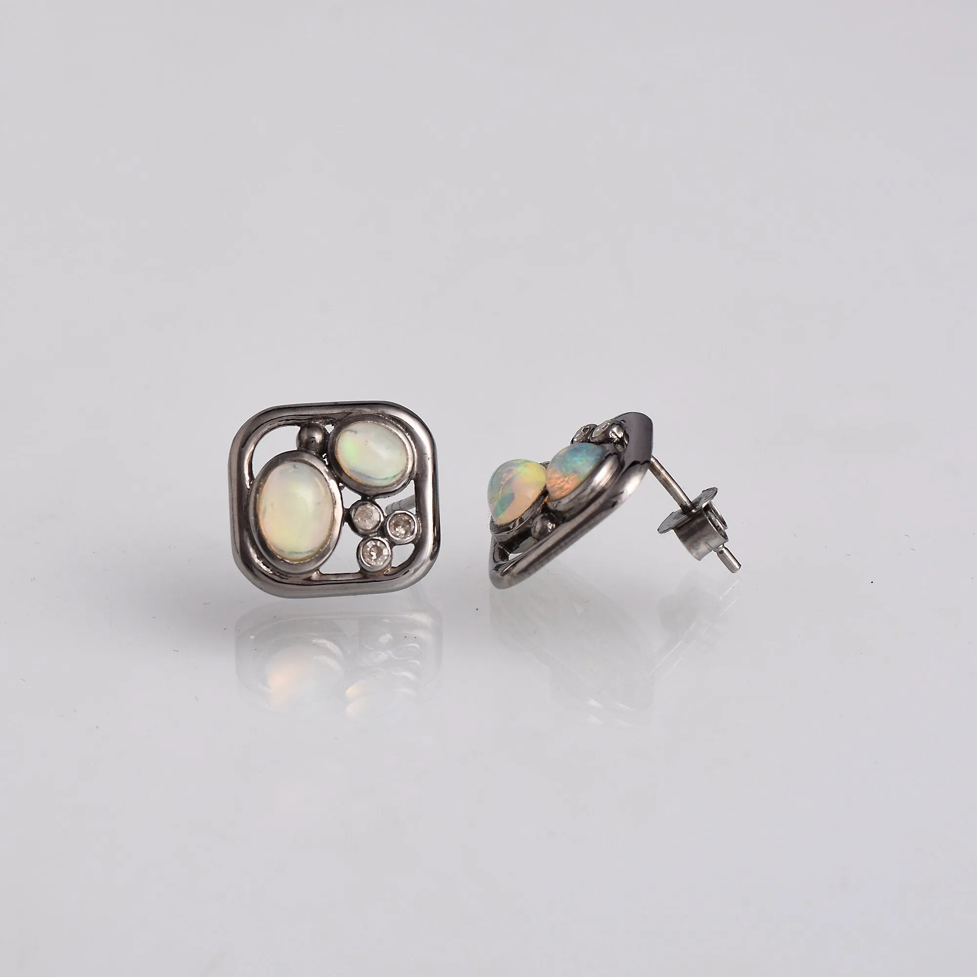 Opal Diamond Stud Earrings