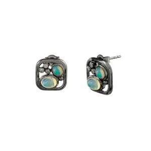 Opal Diamond Stud Earrings