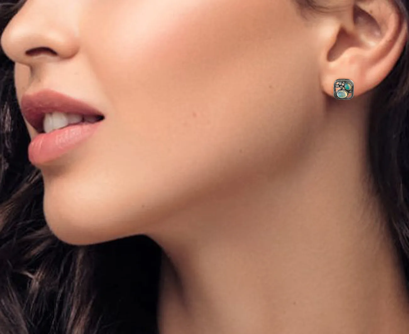 Opal Diamond Stud Earrings