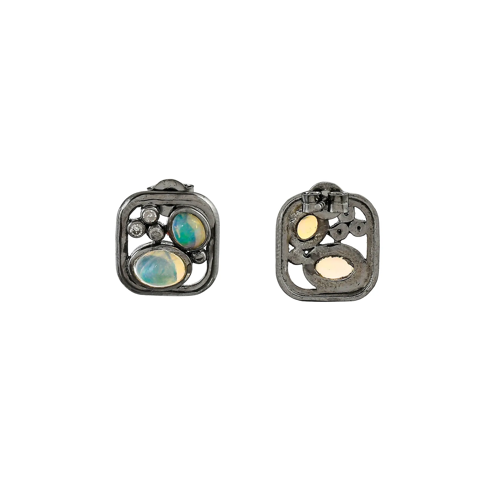 Opal Diamond Stud Earrings