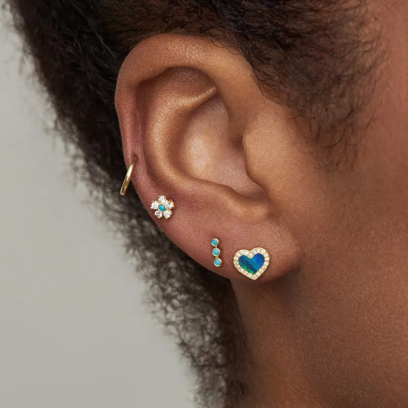 Opal Inlay Heart Studs with Diamonds