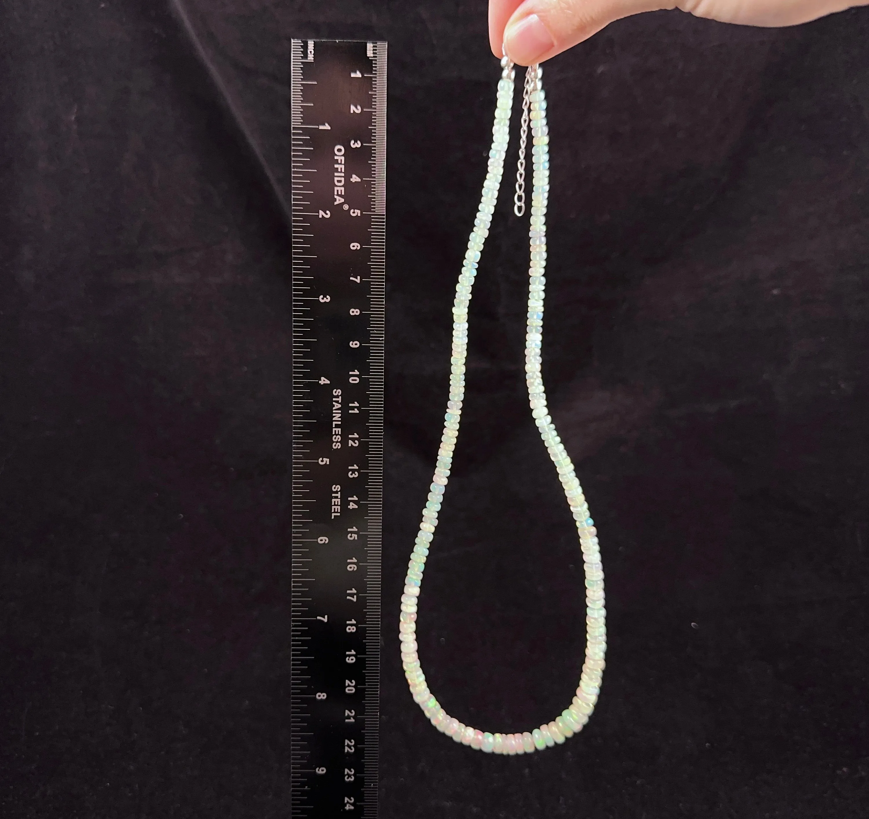 Opal Necklace - Genuine Opal Rondelle Bead Crystal Necklace from Ethiopia, 54066