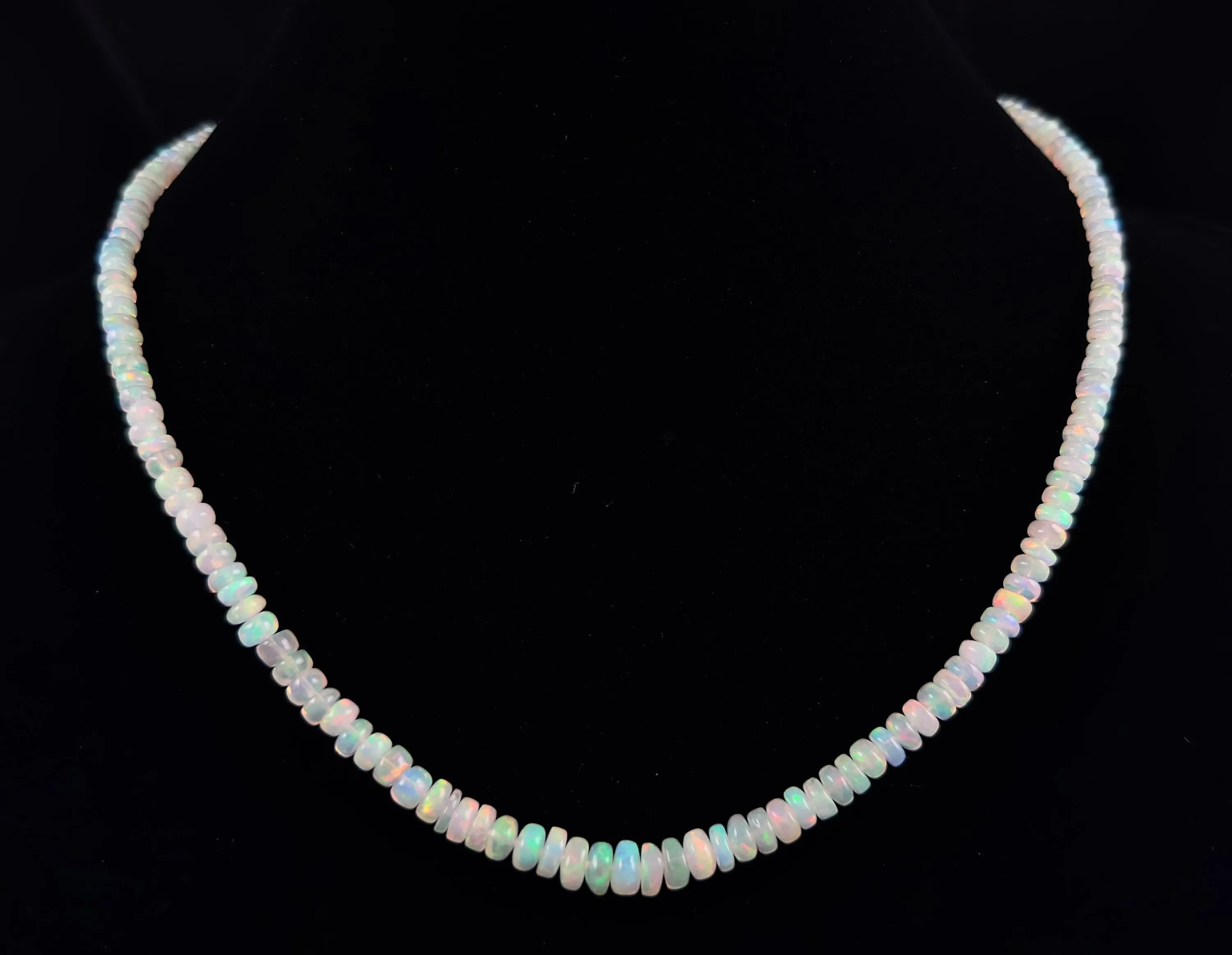 Opal Necklace - Genuine Opal Rondelle Bead Crystal Necklace from Ethiopia, 54066
