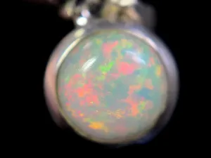 OPAL Pendant, Pinfire - Sterling Silver, 8mm Round Cabochon - Opal Necklace, Birthstone Necklace, Opal Jewelry, Welo Opal, 49109