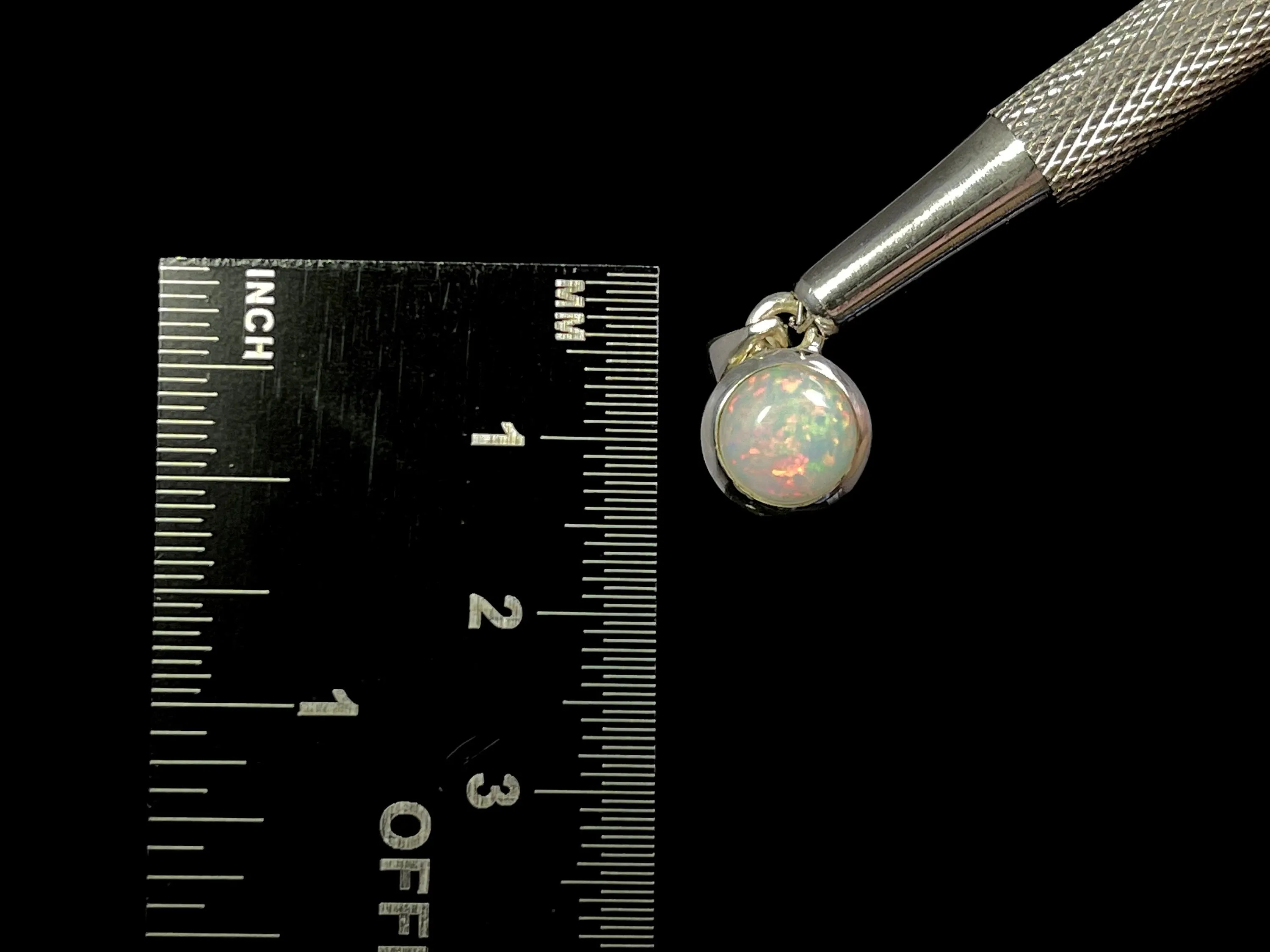 OPAL Pendant, Pinfire - Sterling Silver, 8mm Round Cabochon - Opal Necklace, Birthstone Necklace, Opal Jewelry, Welo Opal, 49109