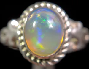 OPAL RING - Sterling Silver, Size 5.5 - Ethiopian Opal Rings for Women, Bridal Jewelry, Welo Opal, 49231