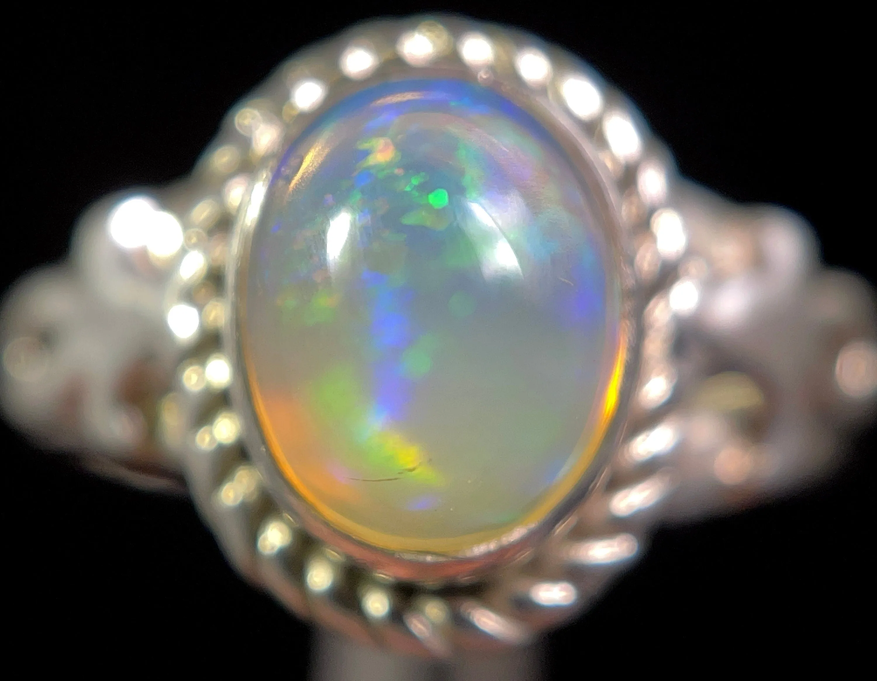 OPAL RING - Sterling Silver, Size 5.5 - Ethiopian Opal Rings for Women, Bridal Jewelry, Welo Opal, 49231