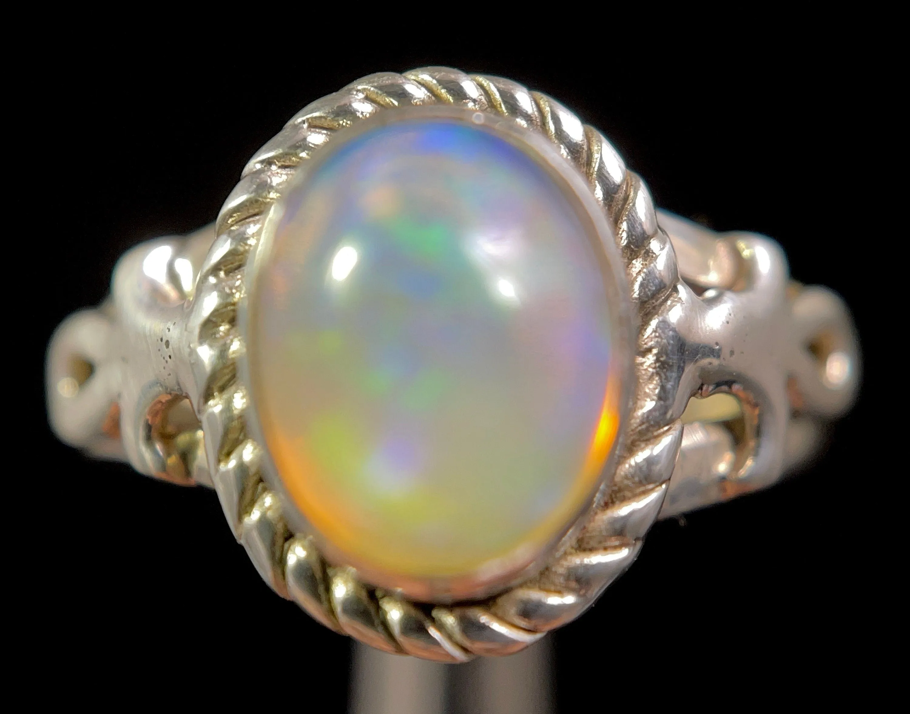 OPAL RING - Sterling Silver, Size 5.5 - Ethiopian Opal Rings for Women, Bridal Jewelry, Welo Opal, 49231