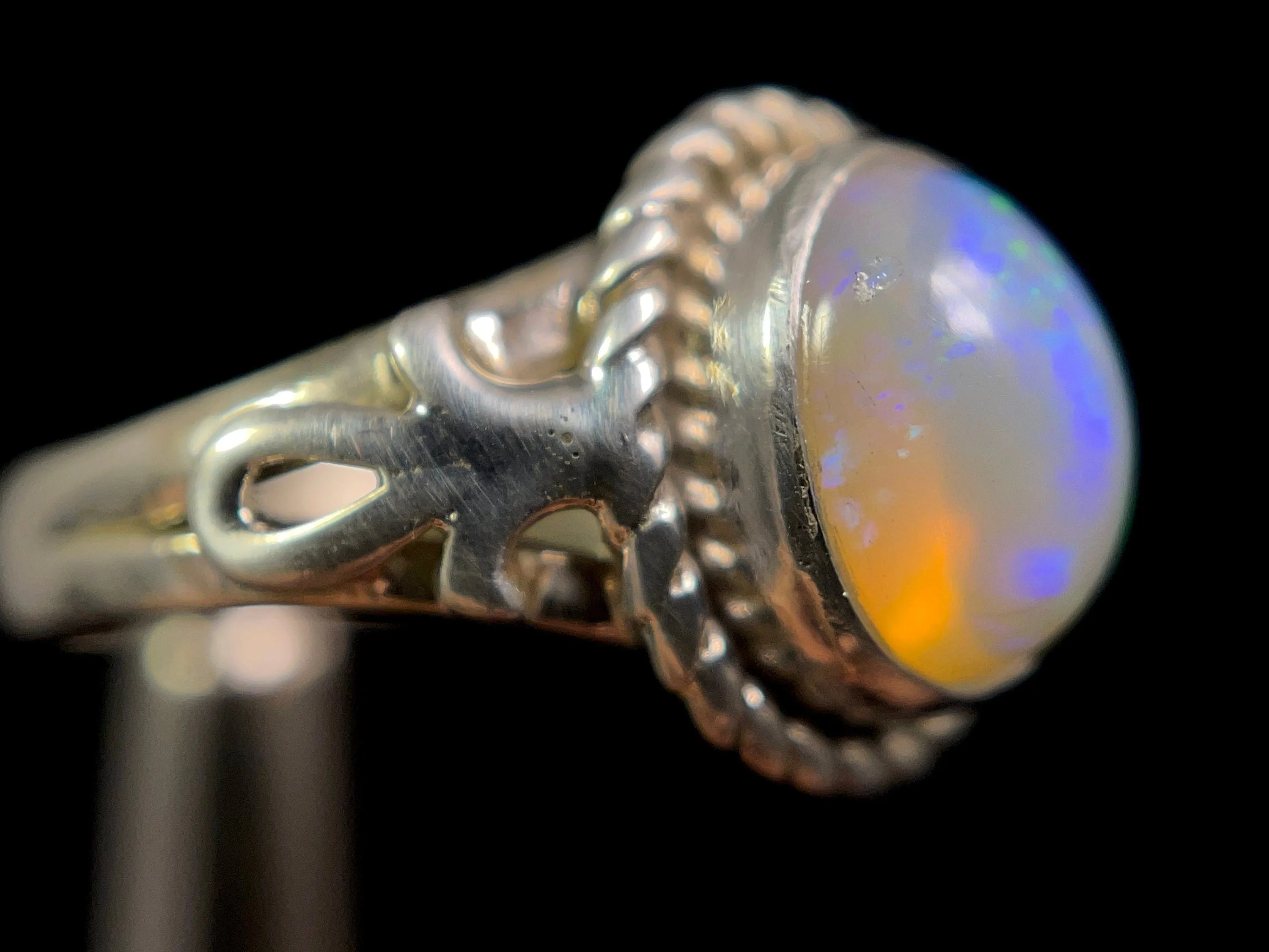 OPAL RING - Sterling Silver, Size 5.5 - Ethiopian Opal Rings for Women, Bridal Jewelry, Welo Opal, 49231