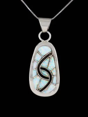 Opalite Sterling Silver Zuni Inlay Pendant