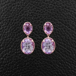 Oval Amethyst Dangle Earrings