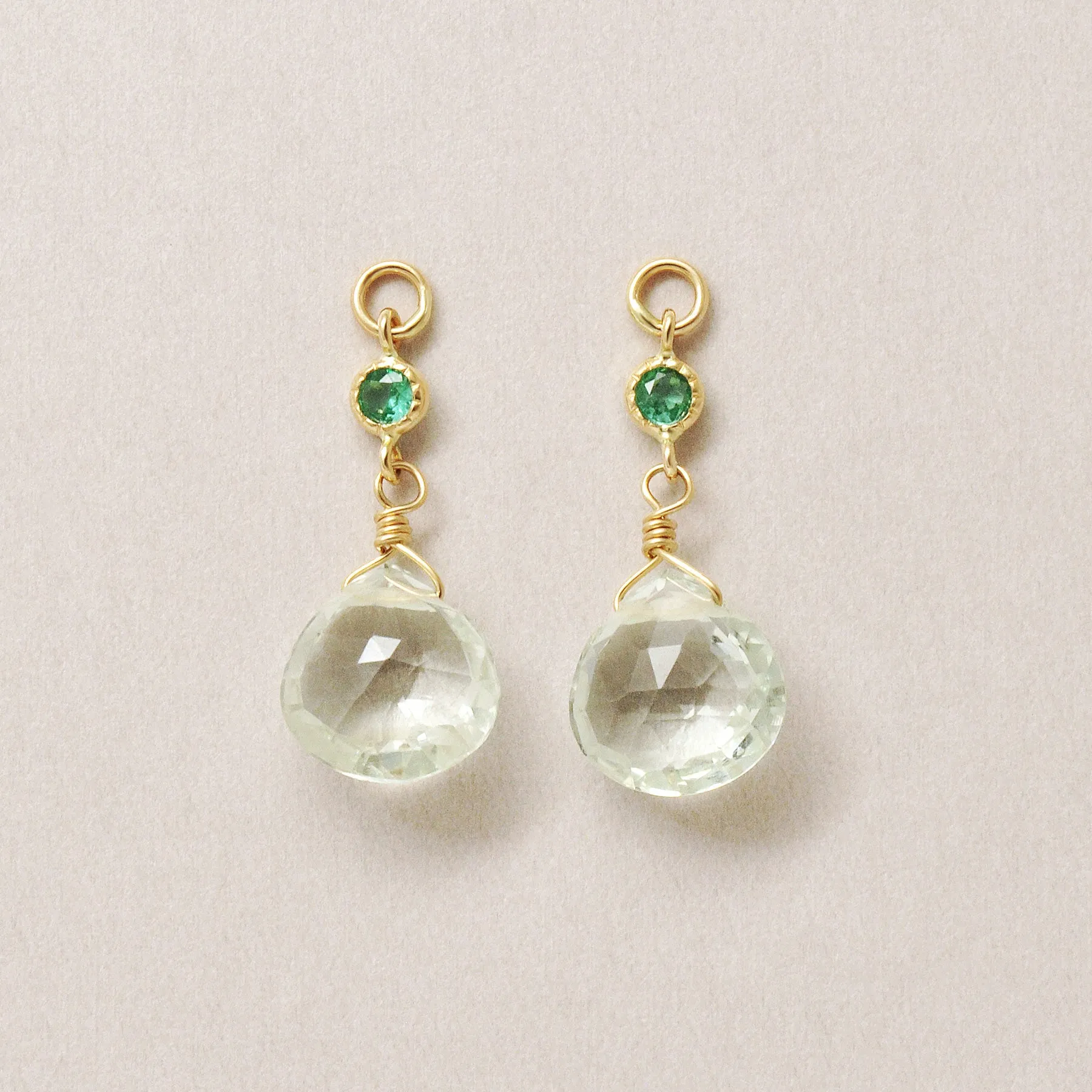 [Palette] 10K Emerald x Green Quartz Charms (Yellow Gold)