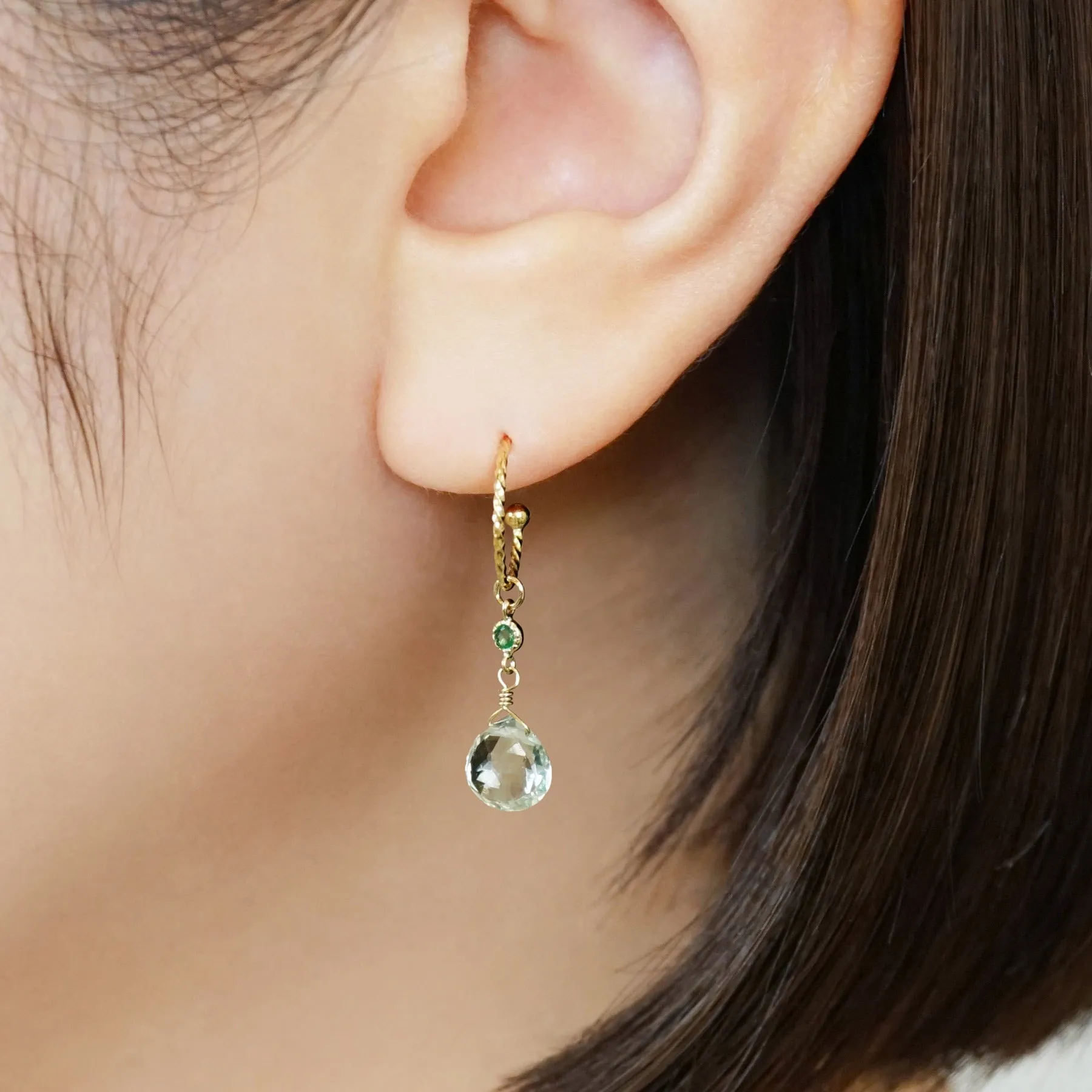 [Palette] 10K Emerald x Green Quartz Charms (Yellow Gold)