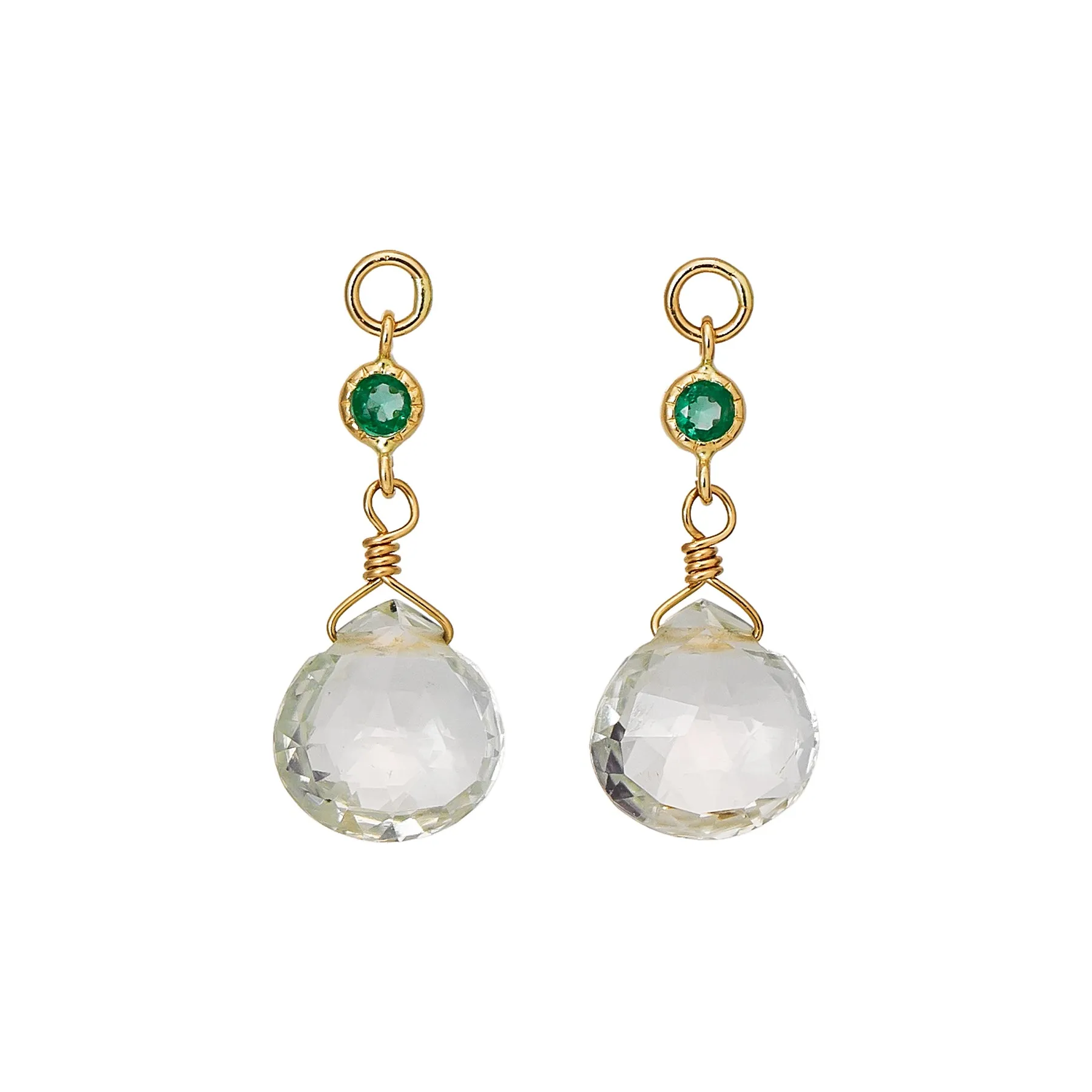 [Palette] 10K Emerald x Green Quartz Charms (Yellow Gold)