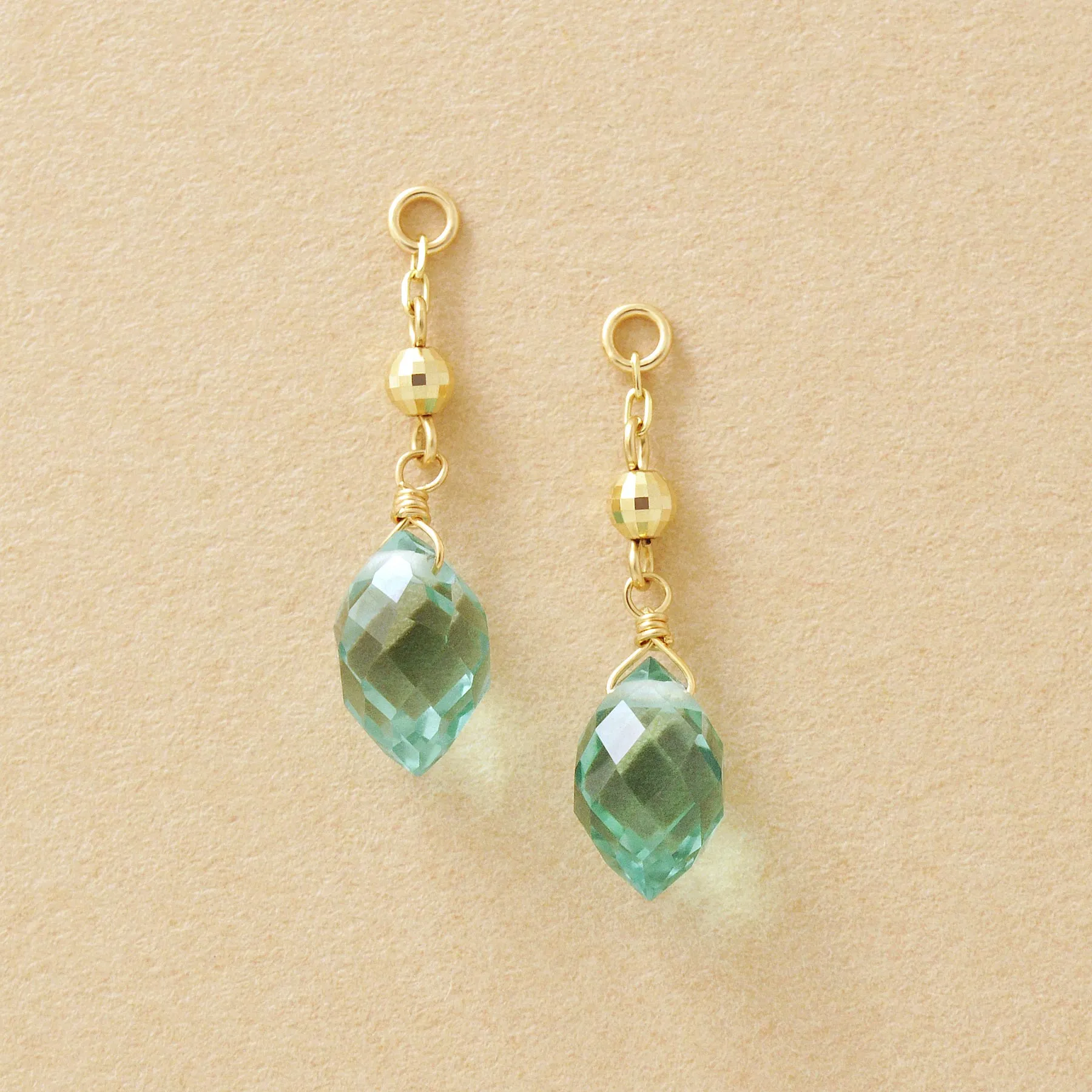 [Palette] 10K Green Quartz Charms (Yellow Gold)