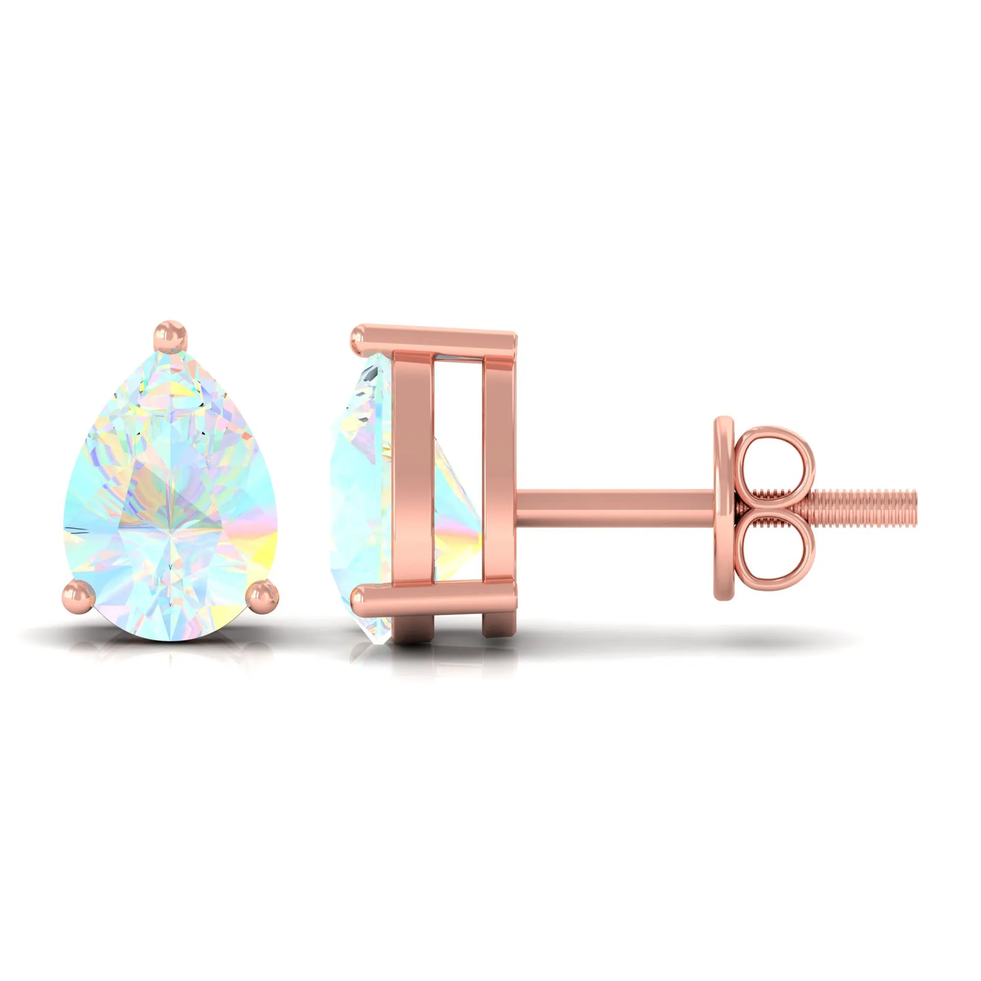 Pear Cut Ethiopian Opal Solitaire Stud Earrings in Gold