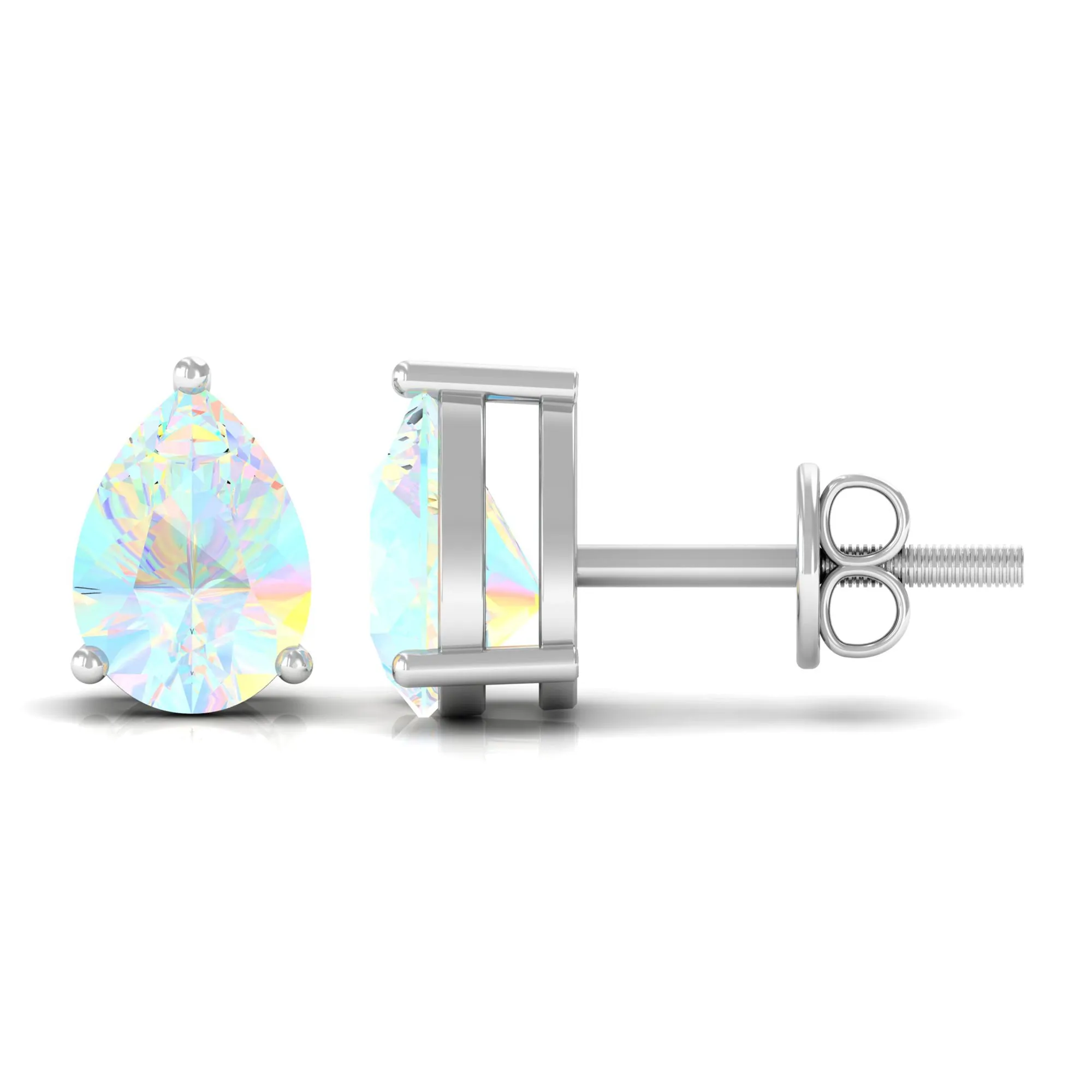 Pear Cut Ethiopian Opal Solitaire Stud Earrings in Gold