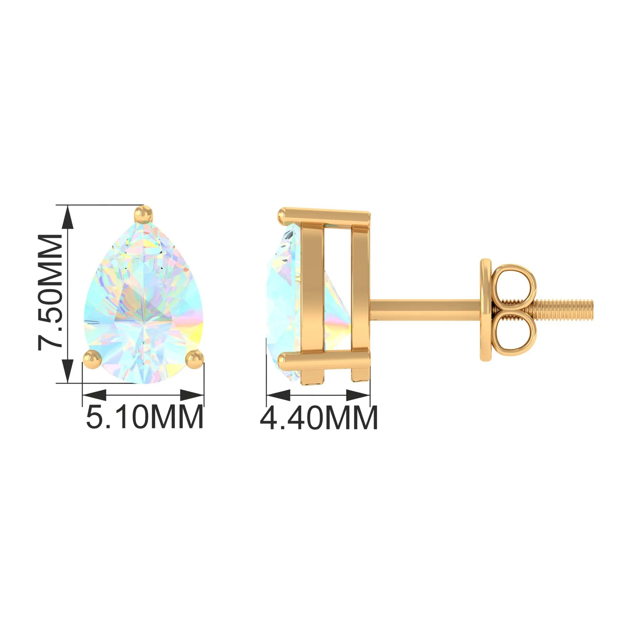 Pear Cut Ethiopian Opal Solitaire Stud Earrings in Gold