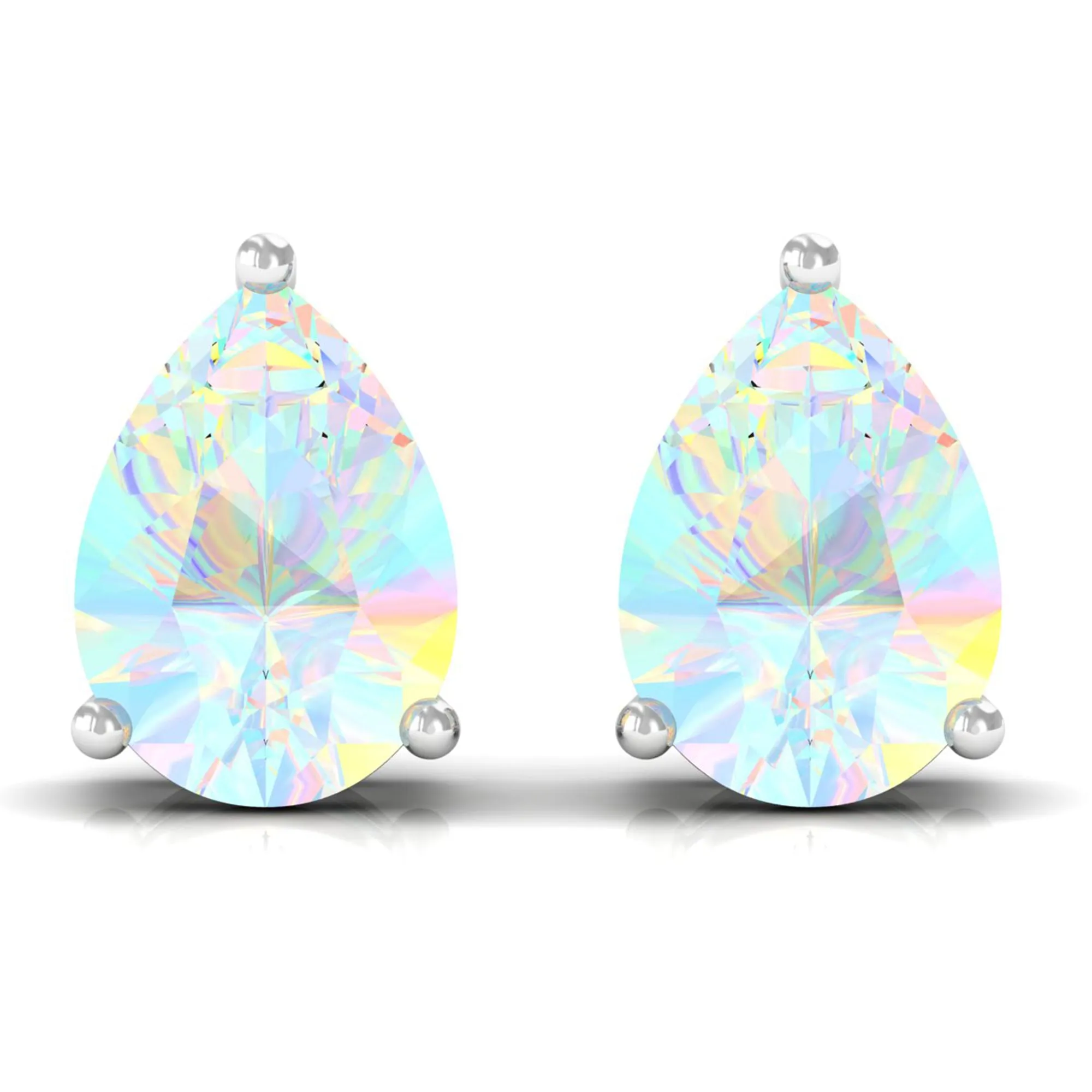 Pear Cut Ethiopian Opal Solitaire Stud Earrings in Gold