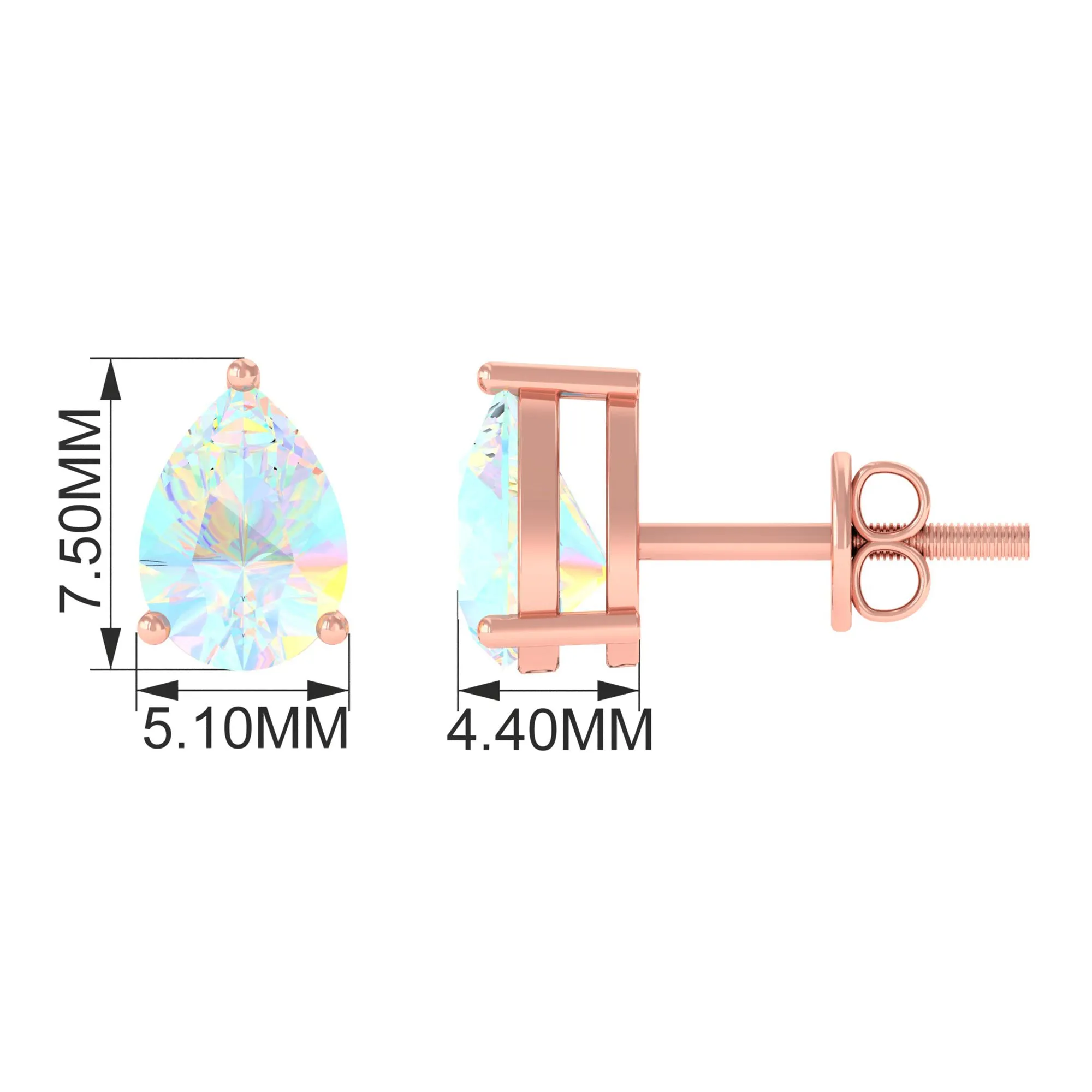 Pear Cut Ethiopian Opal Solitaire Stud Earrings in Gold