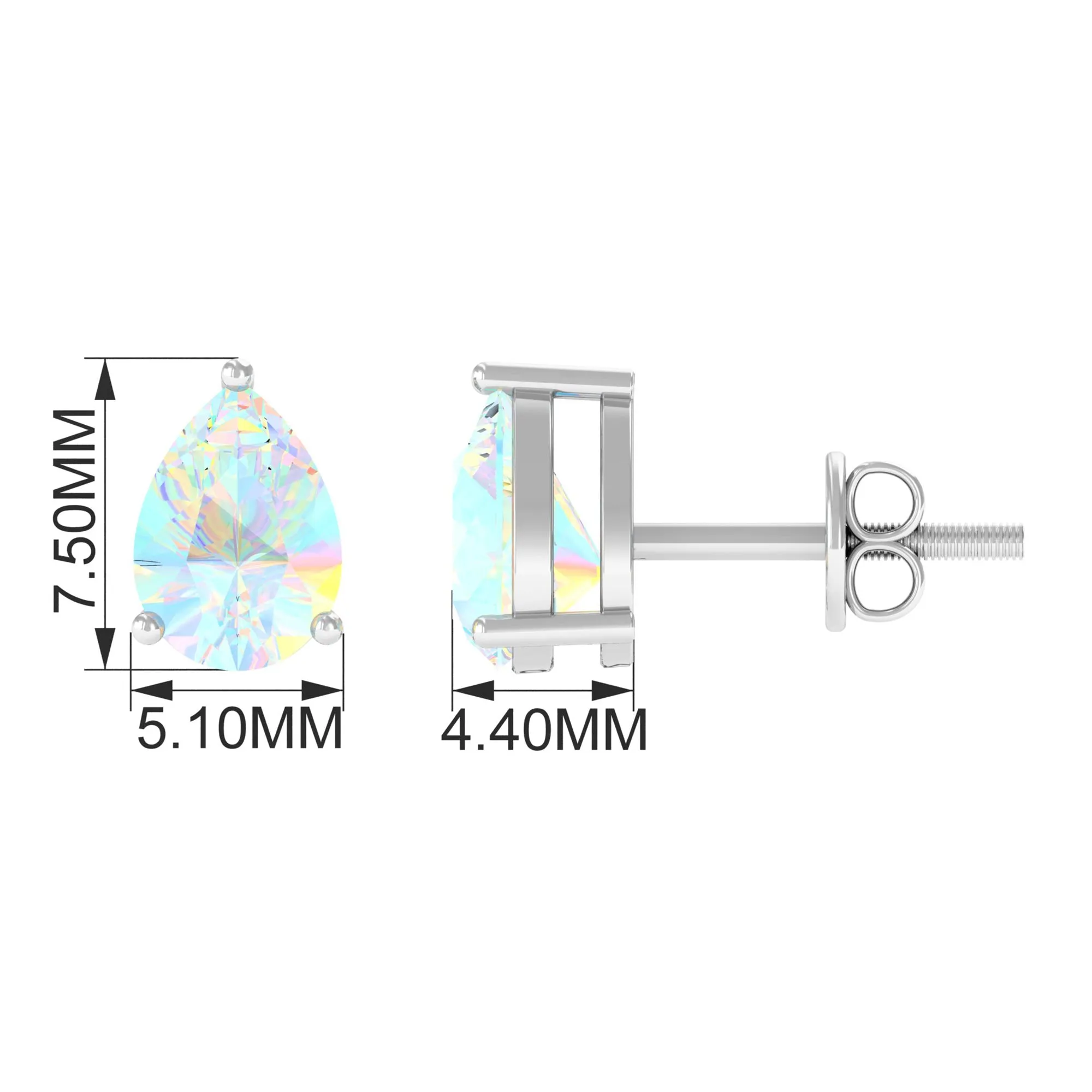 Pear Cut Ethiopian Opal Solitaire Stud Earrings in Gold