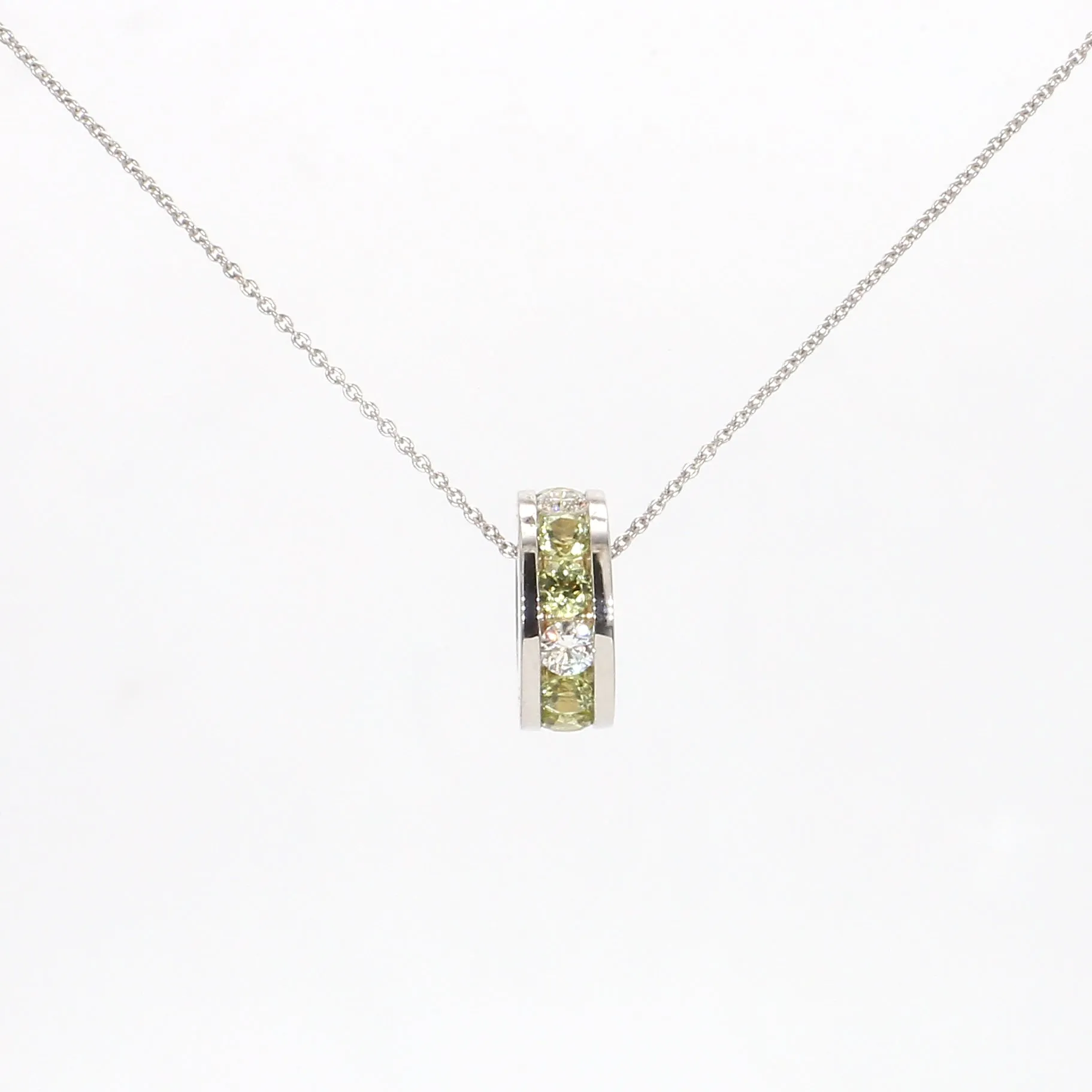 Peridot & Diamond Donut Necklace