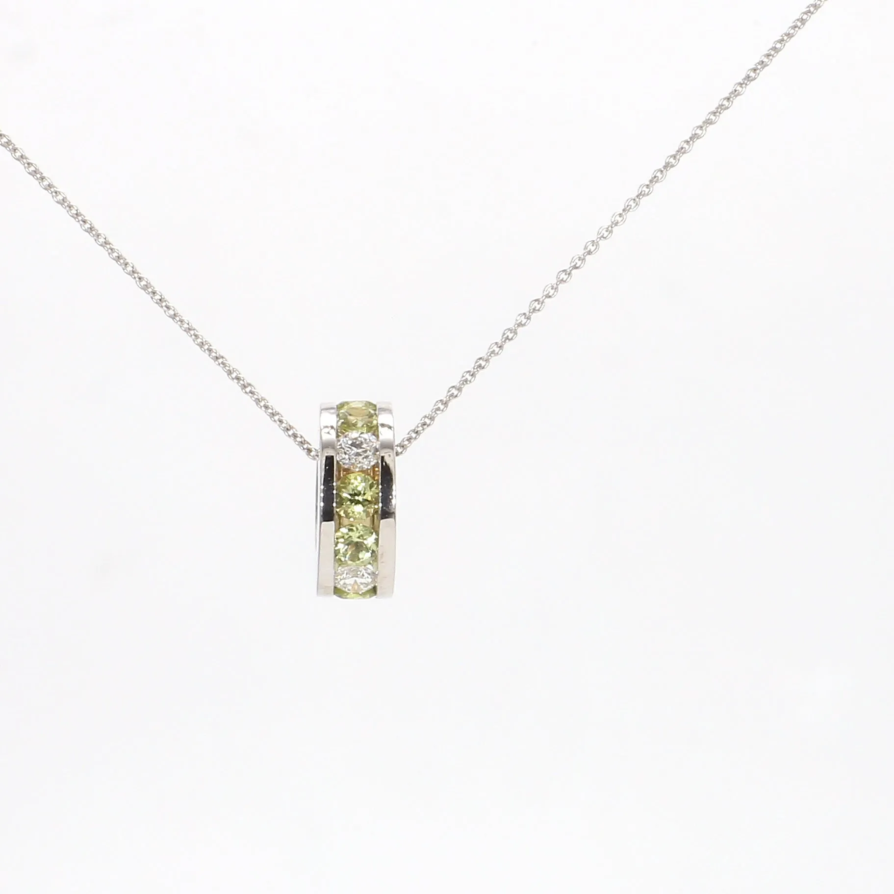 Peridot & Diamond Donut Necklace