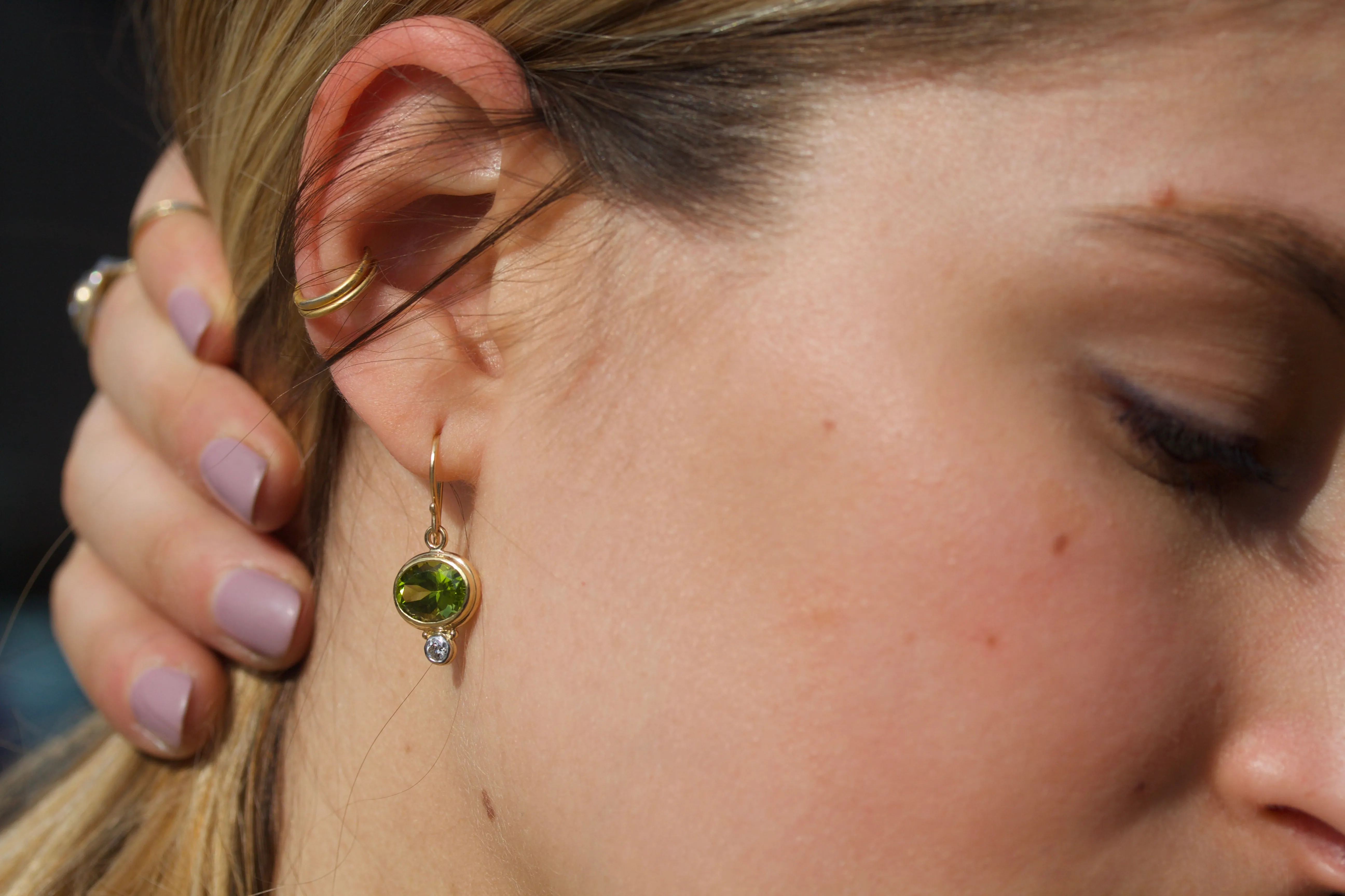 Peridot & Diamond Earrings