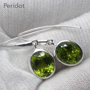 Peridot Earring, Faceted Ovals, 925 Sterling Silver,  p2