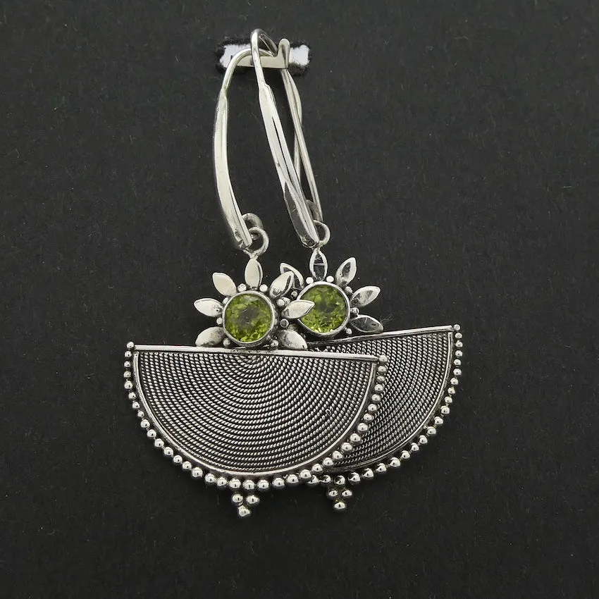 Peridot Earring, Faceted Round , 925 Sterling Silver, dk1
