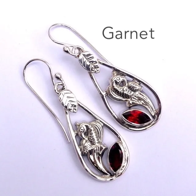 Peridot Earrings, Faceted Marquis, Floral Pattern 925 Silver