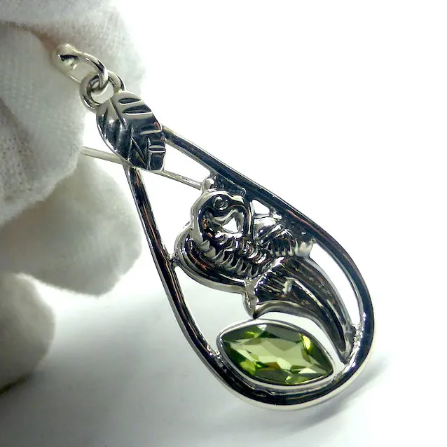 Peridot Earrings, Faceted Marquis, Floral Pattern 925 Silver