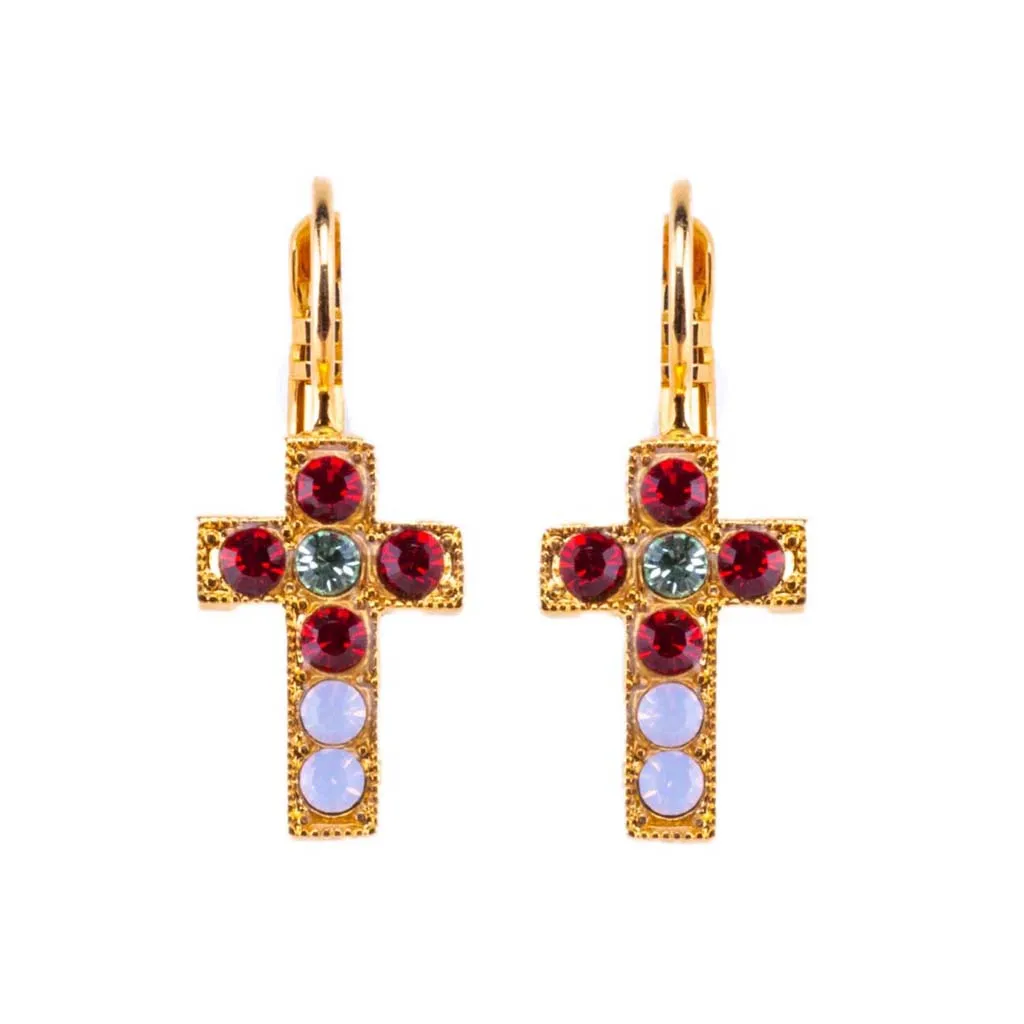 Petite Cross Leverback Earrings in "Enchanted" *Preorder*