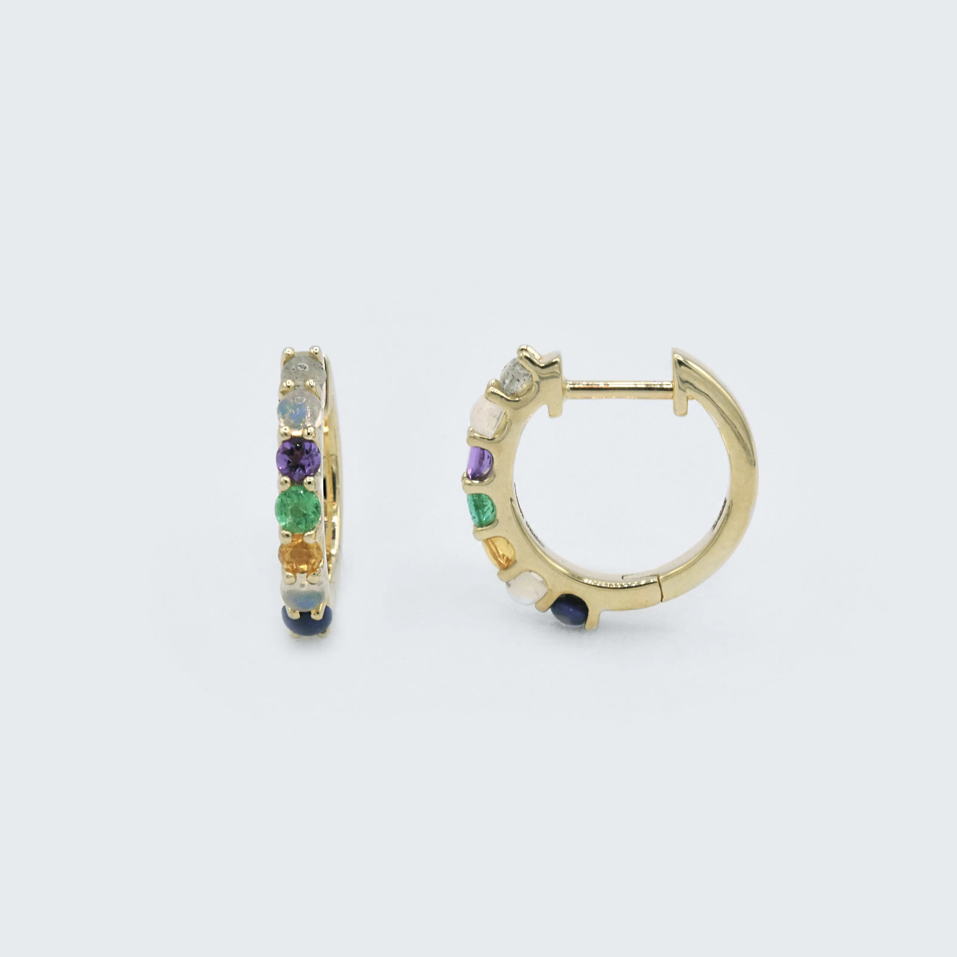 Petite "Love You" Gemstone Huggies - 7 Stones